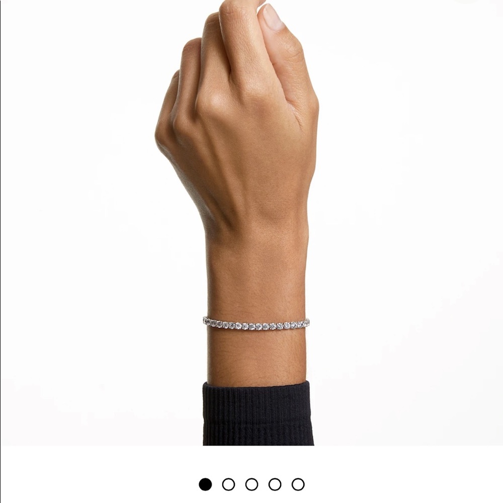 Swarovski Tennis Deluxe bracelet Round cut, White, Rhodium plated